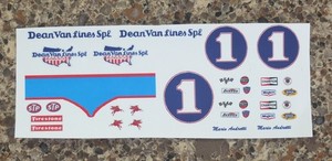 Decal sheet for Testors gas powered car----# 1 Mario Andretti DEAN VAN LINES