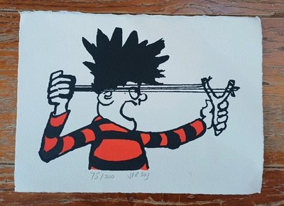 Dennis the Menace Limited Number Print: Dennis Shoots His Catapult John Reynolds