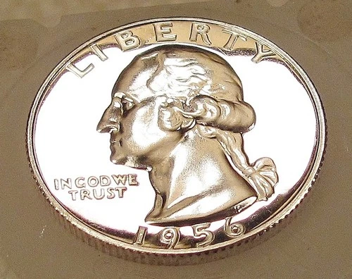 1956  Gem Proof Quarter 90% SILVER EYE CANDY Blazing Mirrored Surfaces #122 ~ 5