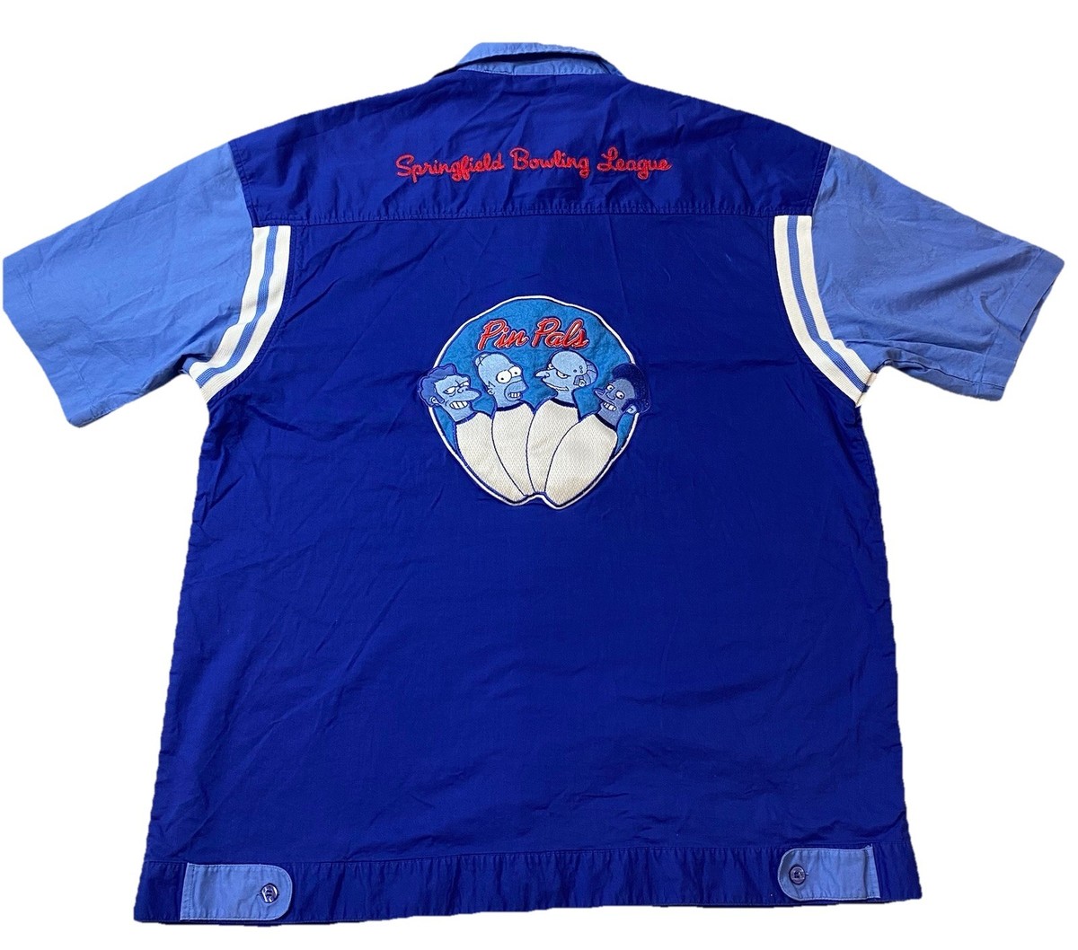 Vintage Y2K The Simpsons Homer Pin Pals Bowling Shirt Blue Size XL