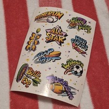 Vintage Sports Quote Sticker Sheet Soccer Baseball Basketball Colorful 90s 1990s