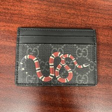 Gucci GG Supreme Kingsnake Card Holder   Black/Grey   Authentic