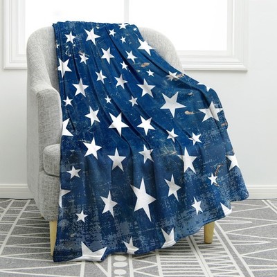 Jekeno American Flag Star Patriotic Blanket 60x50 Inch, Blue 