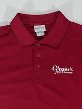Glazer’s Beer & Beverage Mens L Red Short Sleeve Polo Shirt