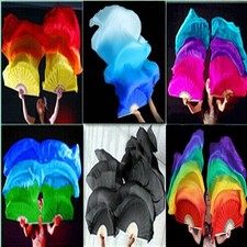 Wow! Velo abanico de danza del vientre 100 % seda 1 par (izquierda y derecha) 1,5 m 1,8 m de largo 9 colores