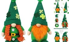 2 Pack St Patrick's Day Gnomes Plush Decorations Green Irish Lerechaun Tomte