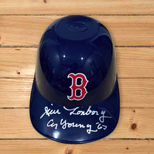 JIM LONBORG BOSTON RED SOX MINI HELMET CY YOUNG 67 COA AUTOGRAPH SIGNED AUTO