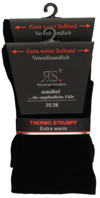 6 Paar Harmony THERMO Diabetiker Socken weiter Softrand ohne Gummi schwarz 35-46