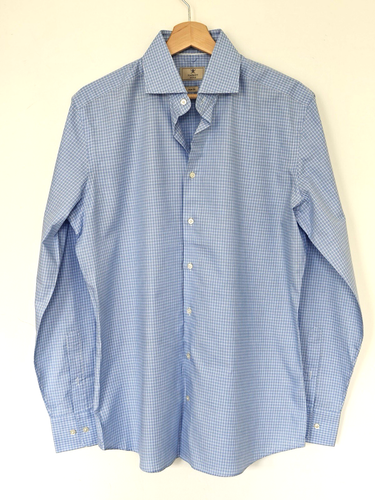 Hackett Mayfair Herren Hemd Kariert Slim Fit Medium Himmelblau Weiß - Bild 2 von 4