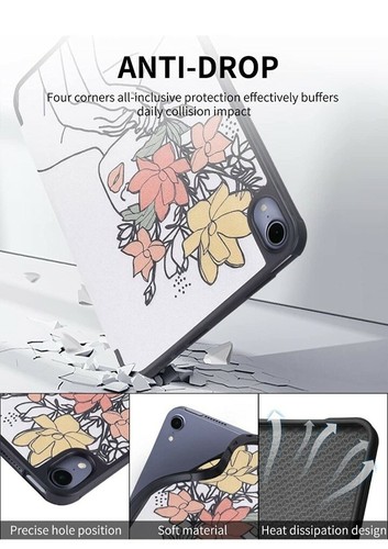 Vozehui Compatibile con Custodia iPad Mini 6 (2021),Fiori Carini Schizzo Astratto... - Foto 6 di 7