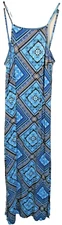 RD Style Blue Graphic Print Long Length Maxi Sundress Dress Size XS Women's EUC