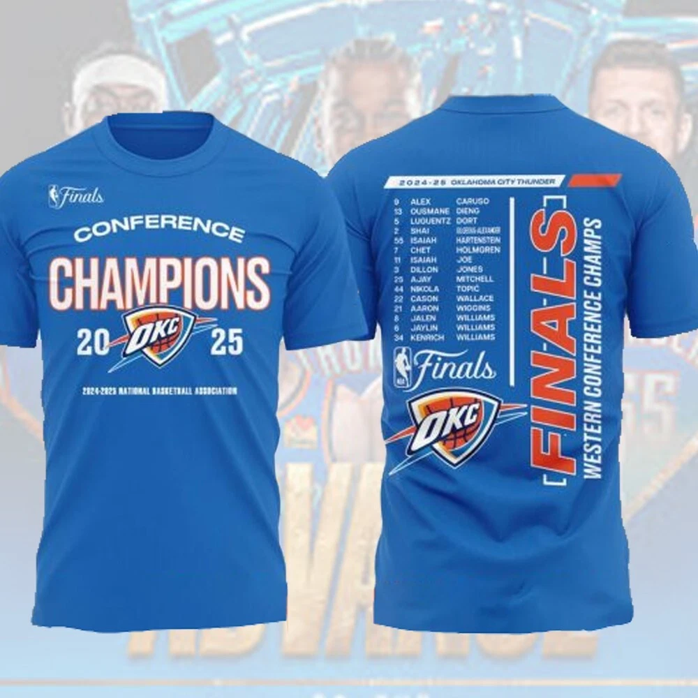 2025 Oklahoma City Thvnder Western Conference Champions T-Shirt
