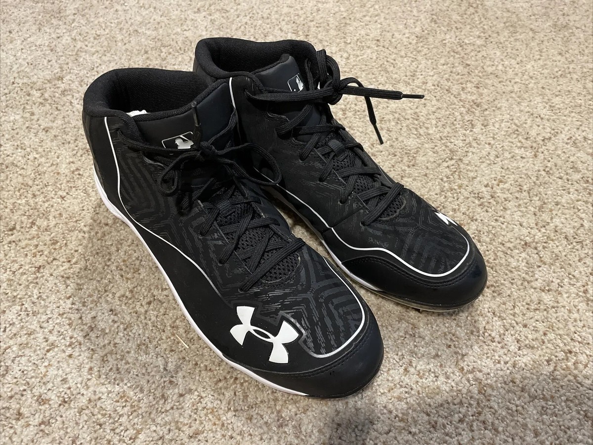 NEW. Under Armour Baseball Cleats Mens Size 12.5 Black White  display picture 3