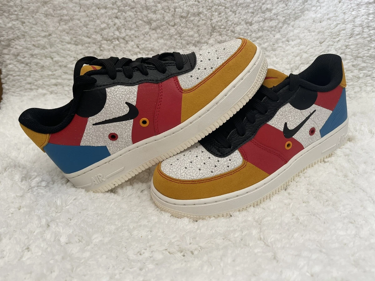 NIKE AIR FORCE 1 PRM SAIL BLK IMPERIAL BLUE RED SZ 5Y WMNS 6.5