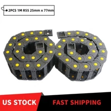 2X R55 25mm x 77mm Black Open Type Cable Drag Chain Wire Carrier 1M US