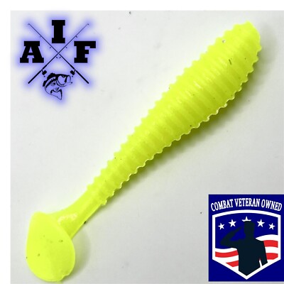 10ct 3.5  Swim Bait Ripper Chartreuse Bass Fishing Veteran Made