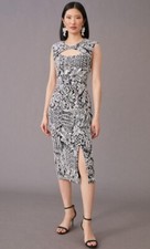 NWT Anthropologie Jacquard Cut Out Midi Dress Small Black White Textured Floral