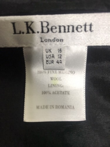 L K BENNETT SKIRT Wool Merino Casual Business Gray Check Uk 16 L - Picture 3 of 6