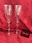 NEW FLAWLESS Exquisite BACCARAT France Two Glass STREAM Crystal CHAMPAGNE FLUTES