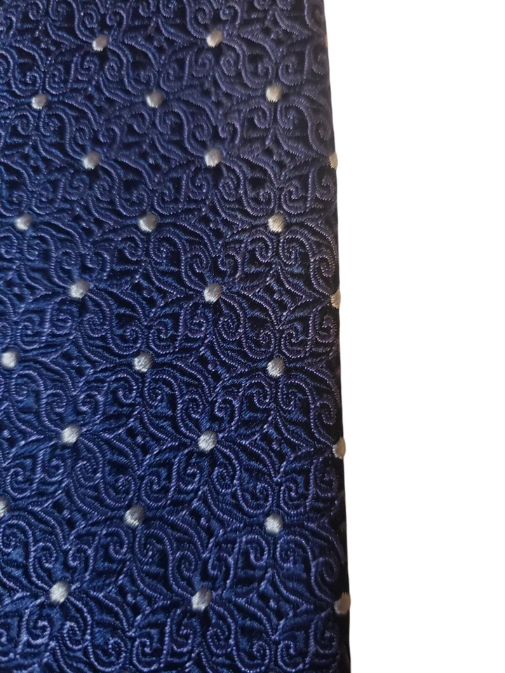 Corbata Sean John Para Hombres Sastrería Fina Azul Blanco Estampado de Pergamino Lunares Foto 2 de 4
