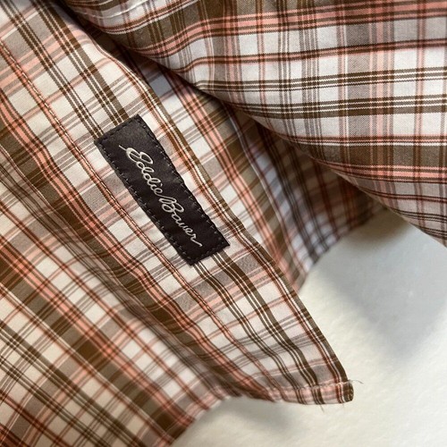 Camicia Eddie Bauer antirughe vestibilità classica rosa chiaro marrone manica corta uomo L - Foto 4 di 11