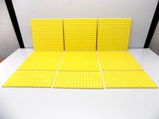 Lego 9 pc. Yellow Studded Base Plate,s Lot {WASHED}