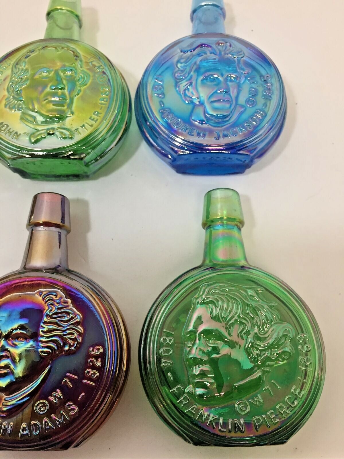 Vtg 1971 Wheaton Miniature Presidential Bottles Carnival Glass Millville NJ