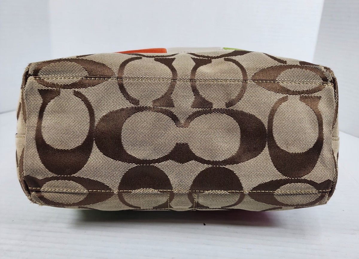●ILLIGO● Signature Bag Khaki 5006498625 Vtg Coach Signature Legacy Color Block Khaki Gold Leather
