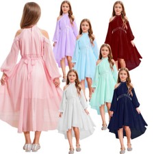 Girls Dress Halter Costume Princess Outfits Prom High Waist Show Off-shoulder