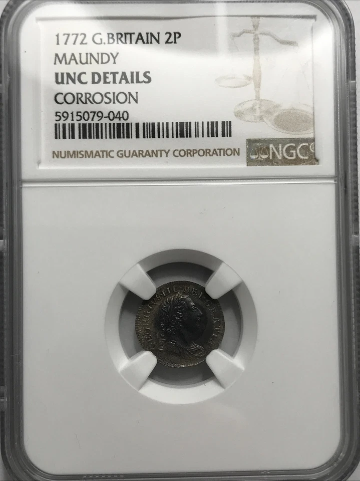 1772 Great Britain Silver 2P Two Pence Maundy 2P Coin NGC UNC - Image 3 of 4
