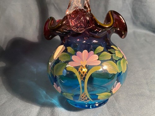 Fenton 2003 Mulberry Basket 3284 M5 1539/1950 B. Huggins hand painted +UV Glow - Picture 12 of 17