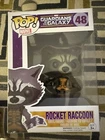 FUNKO POP  MARVEL GUARDIANS OF THE GALAXY ROCKET RACCOON  #48 STAIN BOTTOM BOX