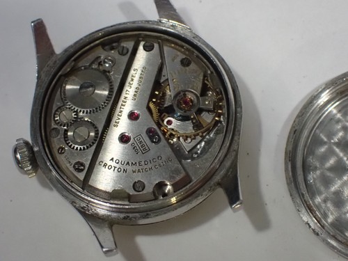 1030 ABNC Croton Aquamedico 17 Jewel Men's Manual Wind Wristwatch Runs Stainless - Picture 7 of 8