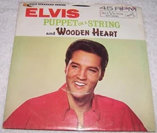 Puppet on a String/Wooden Heart Elvis Presley 45 Record with Sleeve