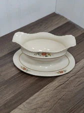 Lenox Temple Blossom Gravy Boat With Attached Underplate