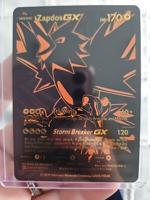 Pokemon Zapdos GX Premium Black Foil Fan Art Vinyl Textured
