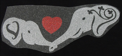 bm869 IRON ON TRANSFER glitter foil silver mom child elephant 3.5 inches tall - Picture 1 of 1