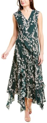 SALE!【BCBG MAXAZRIA】Tiered Ruffle Midi Dress BCBGMAXAZRIA Asymmetric Tiered Midi Dress Women's 2 Blue