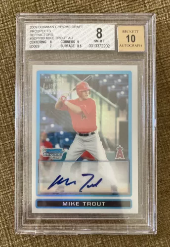 2009 Bowman Chrome Draft Prospects Rookie Refractor Mike Trout Auto BGS 8 /500