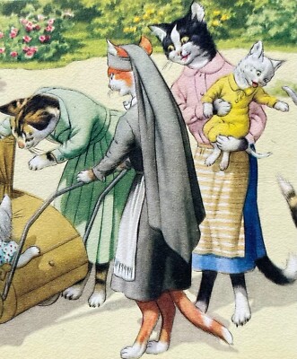 POSTALE MAINZER ANTHROPOMORPHIC Chats Kunzli Cygnes Traversée Route Policier EUR 13,99 - FR