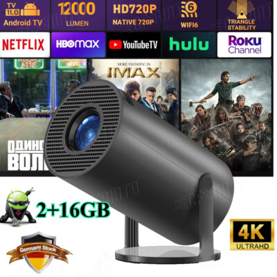 5G 4K Projektor Beamer HD WiFi Bluetooth HDMI USB 25000Lumen OS/Android Heimkino