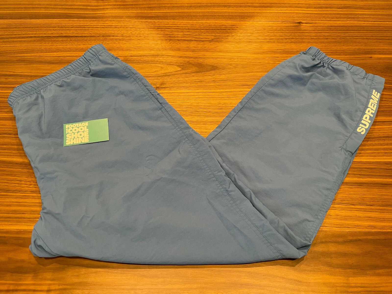 2017 FW17 SUPREME WARM UP PANTALON TRACK COUPE VENT ARDOISE BLEU BOÎTE BLANCHE LOGO XL