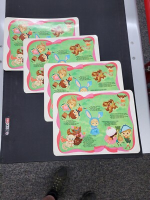 Vintage Lot Of Four Multicolored Nursery Rhymes Placemats. Unbranded