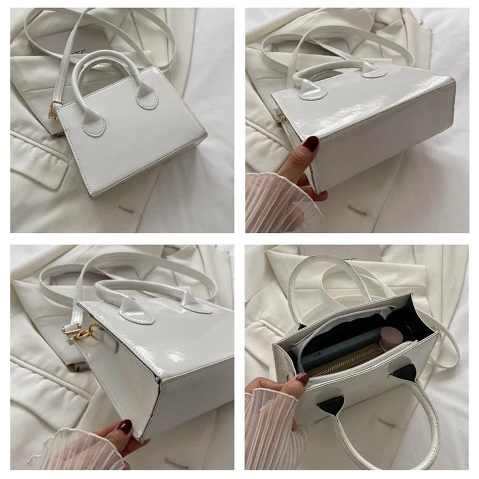 Bolso de mano de charol brillante bolso sin asas mini bolso de hombro cartera de noche para... Foto 2 de 4