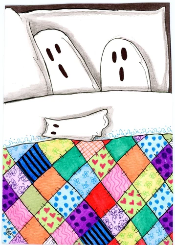 1 small Original  surreal , cat ghosts  "No.3" painting!!