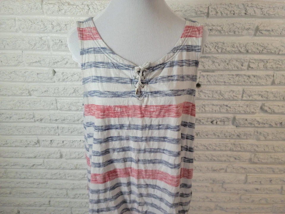 Regata feminina Fourth of July Chaps XXL listra azul vermelha patriótica com cadarço silencioso - Imagem 3 de 4