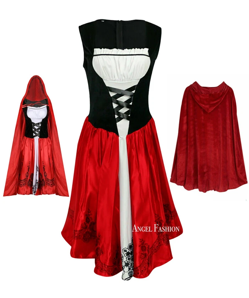 Adult Little Red Riding Hood Book Week Costume Cape Cloak Fancy Dress UK - Image 3 of 3