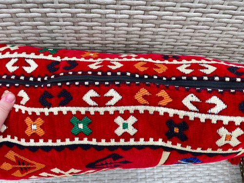 Big Cushion Cover, 50cm x 90cm, Bold Kilim Motifs, Red Colour Backrest Cushion - 第 12/14 張圖片