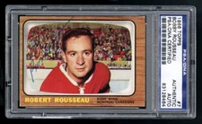 1966 Topps #7 Bobby Rousseau PSA Autograph Stanley Cup Champs Montreal Canadiens