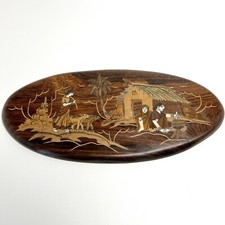 Vintage Indian marquetry wood inlay picture 16 x7.5